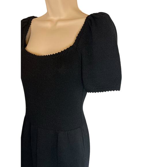 Vintage St. John for Saks Black Knit Dress Puff Sleeve Retro Designer Twee S M - Picture 9 of 16